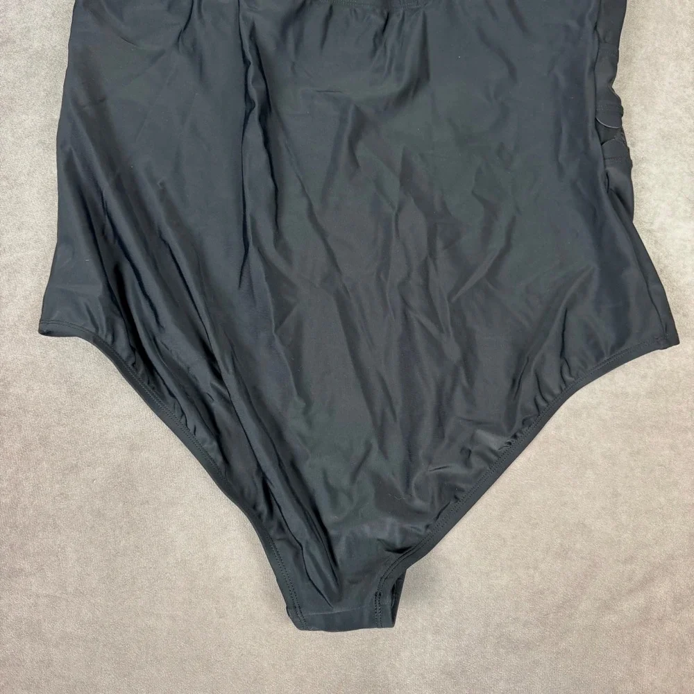 Cupshe Black Scalloped Mesh V-Neck One Piece Swimsuit Plus Size 3X